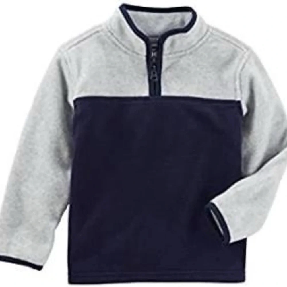 NWOT OshKosh B’gosh Navy Gray Colorblock Microfleece 1/4 Zip | 3T